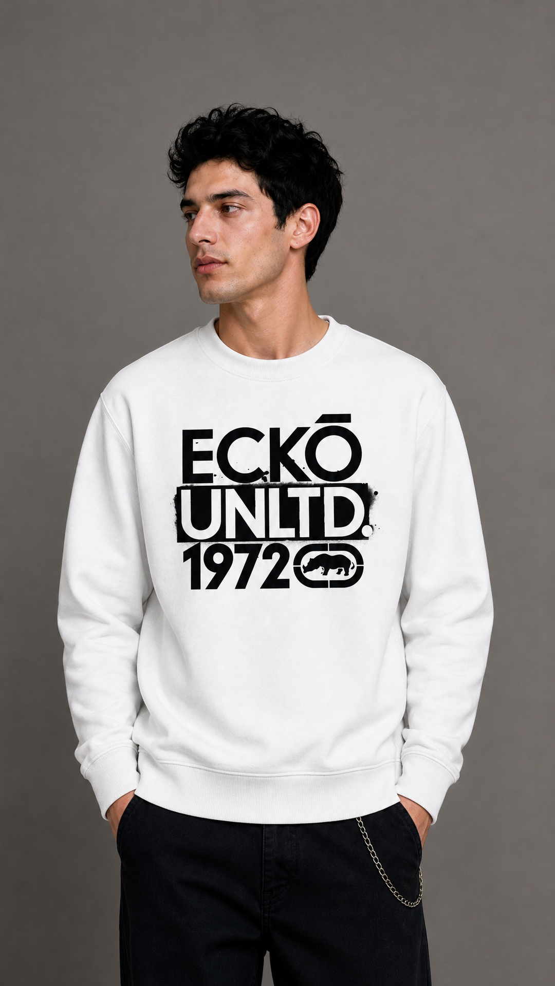 ECKO UNLTD STACKED SWEATSHIRT WHITE