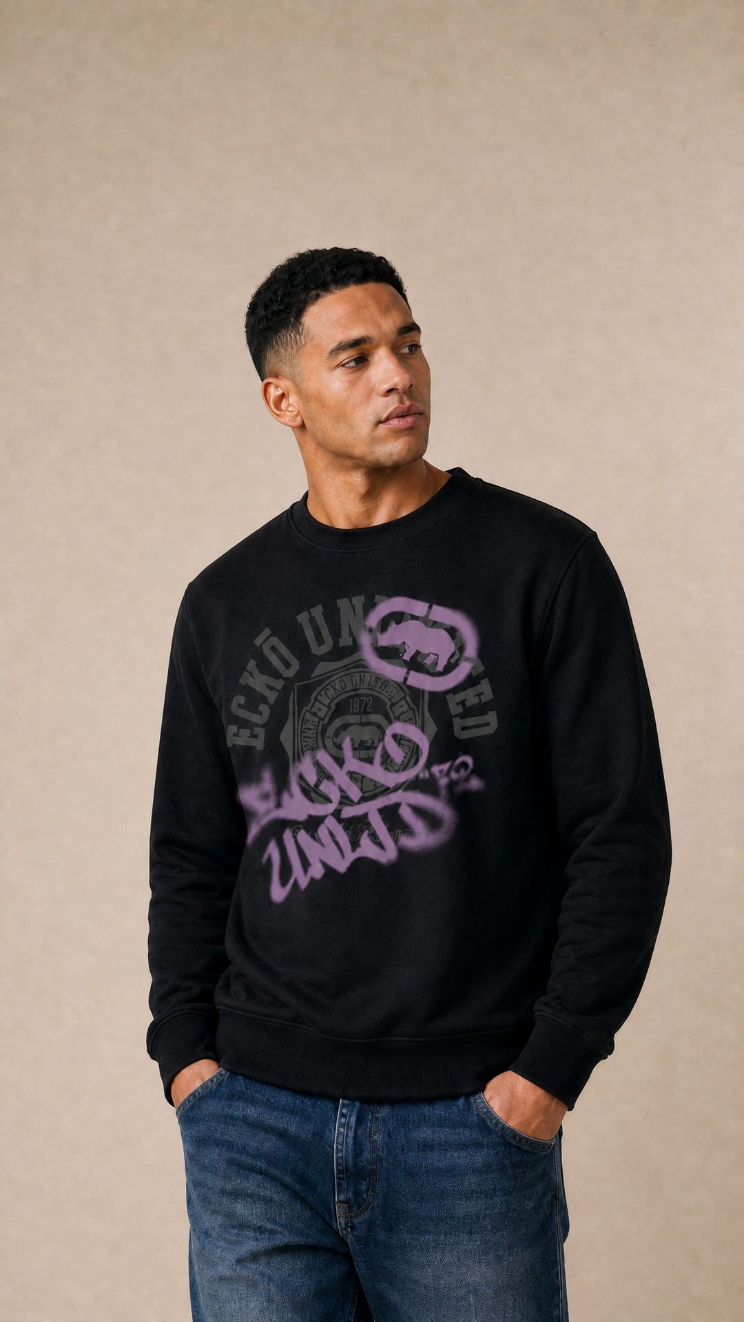ECKO UNLTD VARSITY TAGGED SWEATSHIRT BLACK