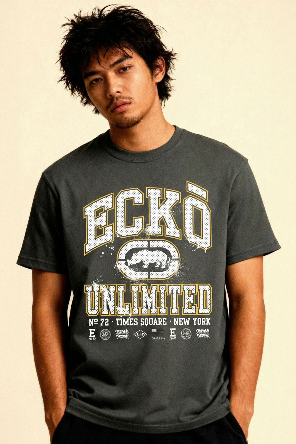 ECKO UNLTD COLLEGE T-SHIRT CHARCOAL