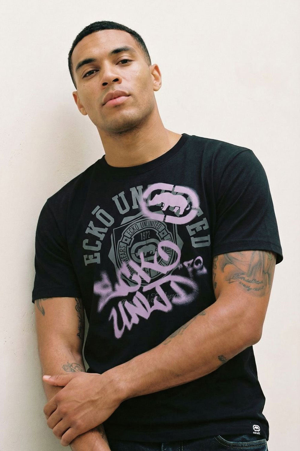 ECKO UNLTD VARSITY TAGGED T-SHIRT BLACK