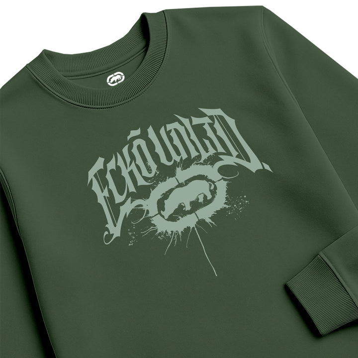 ECKO UNLTD GOTHIC GRAFFITI SWEATSHIRT MILITARY GREEN