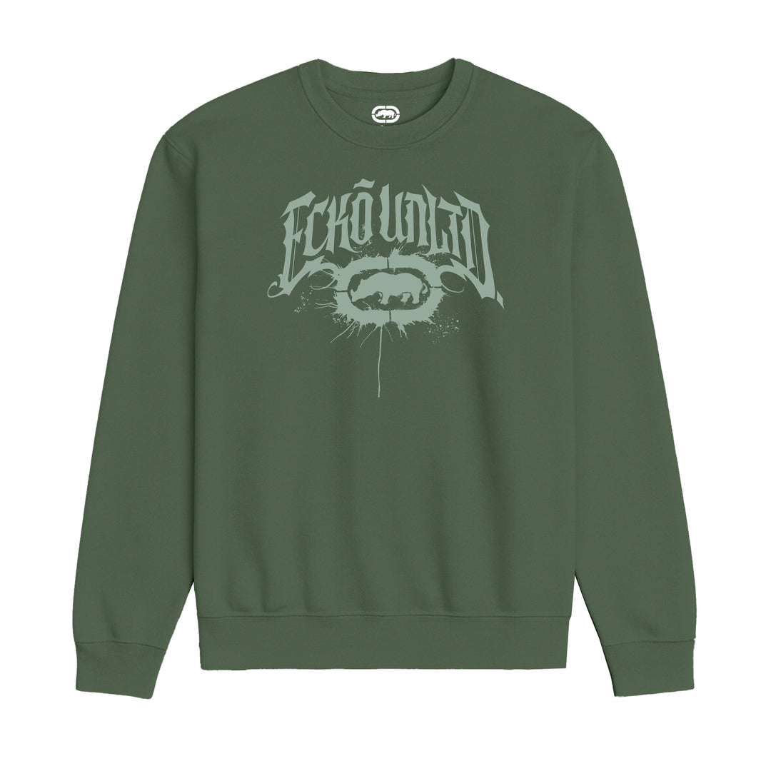 ECKO UNLTD GOTHIC GRAFFITI SWEATSHIRT MILITARY GREEN