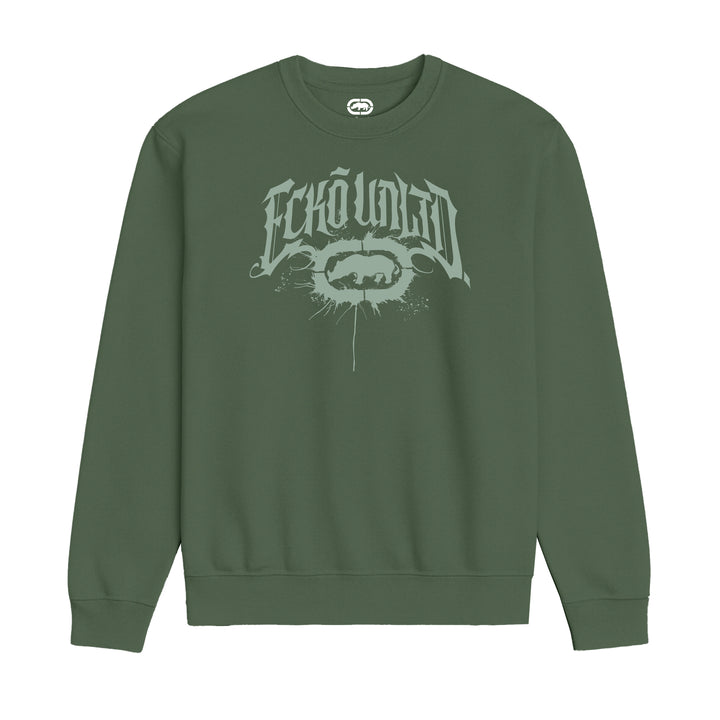 ECKO UNLTD GOTHIC GRAFFITI SWEATSHIRT MILITARY GREEN