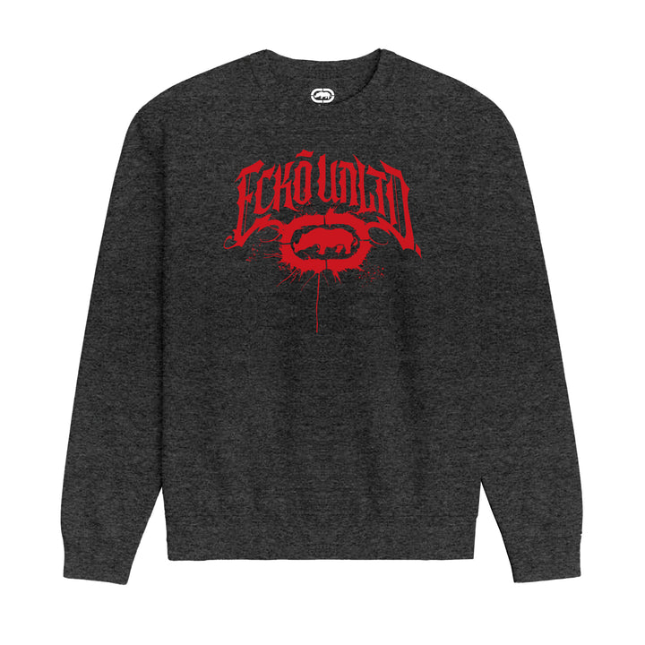 ECKO UNLTD GOTHIC GRAFFITI SWEATSHIRT DK HEATHER