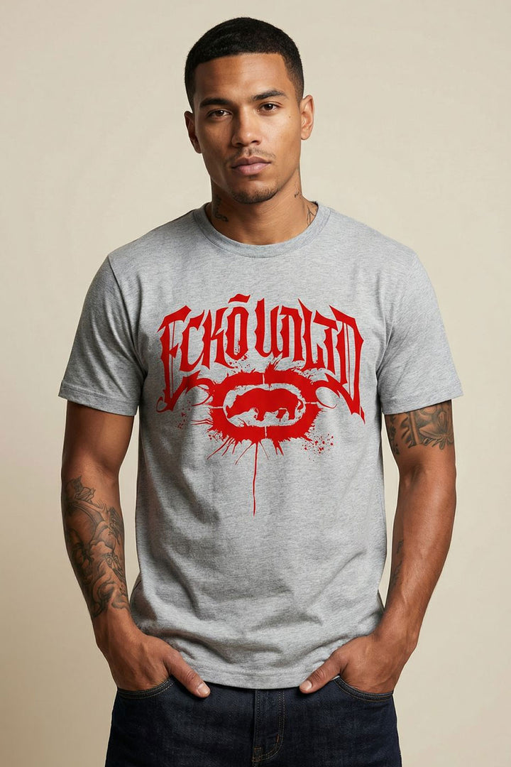 ECKO UNLTD GOTHIC GRAFFITI T-SHIRT SPORT GREY