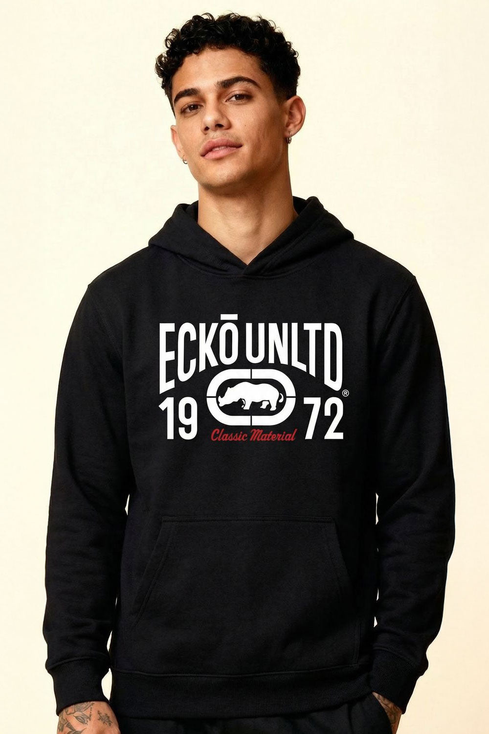 ECKO UNLTD CLASSIC MATERIAL HOODIE Black