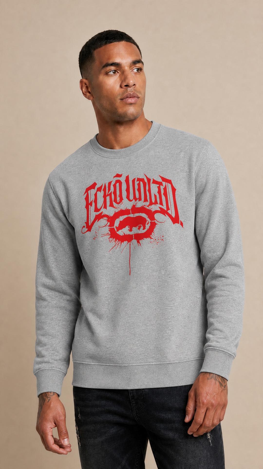 ECKO UNLTD GOTHIC GRAFFITI SWEATSHIRT SPORT GREY
