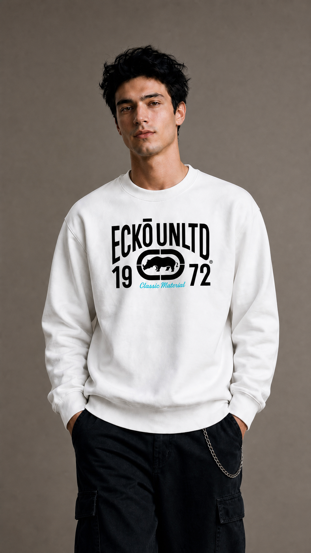 ECKO UNLTD CLASSIC MATERIAL SWEATSHIRT WHITE