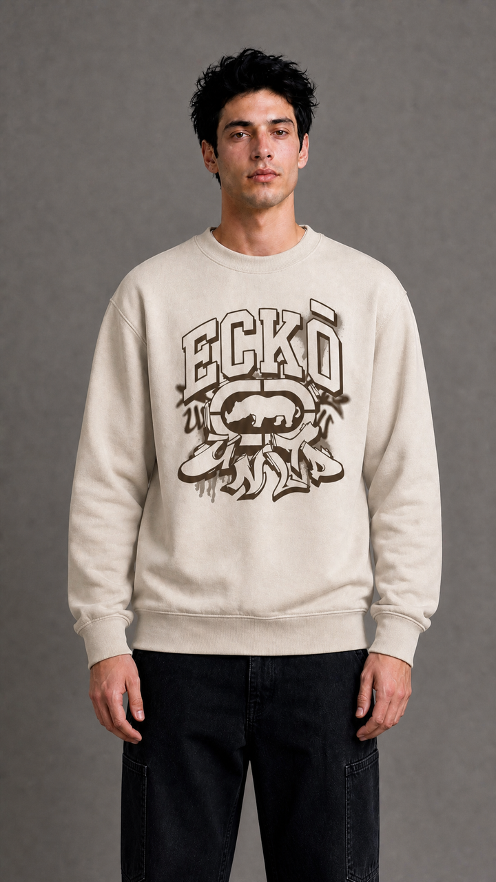 ECKO UNLTD SPRAY SWEATSHIRT ECRU