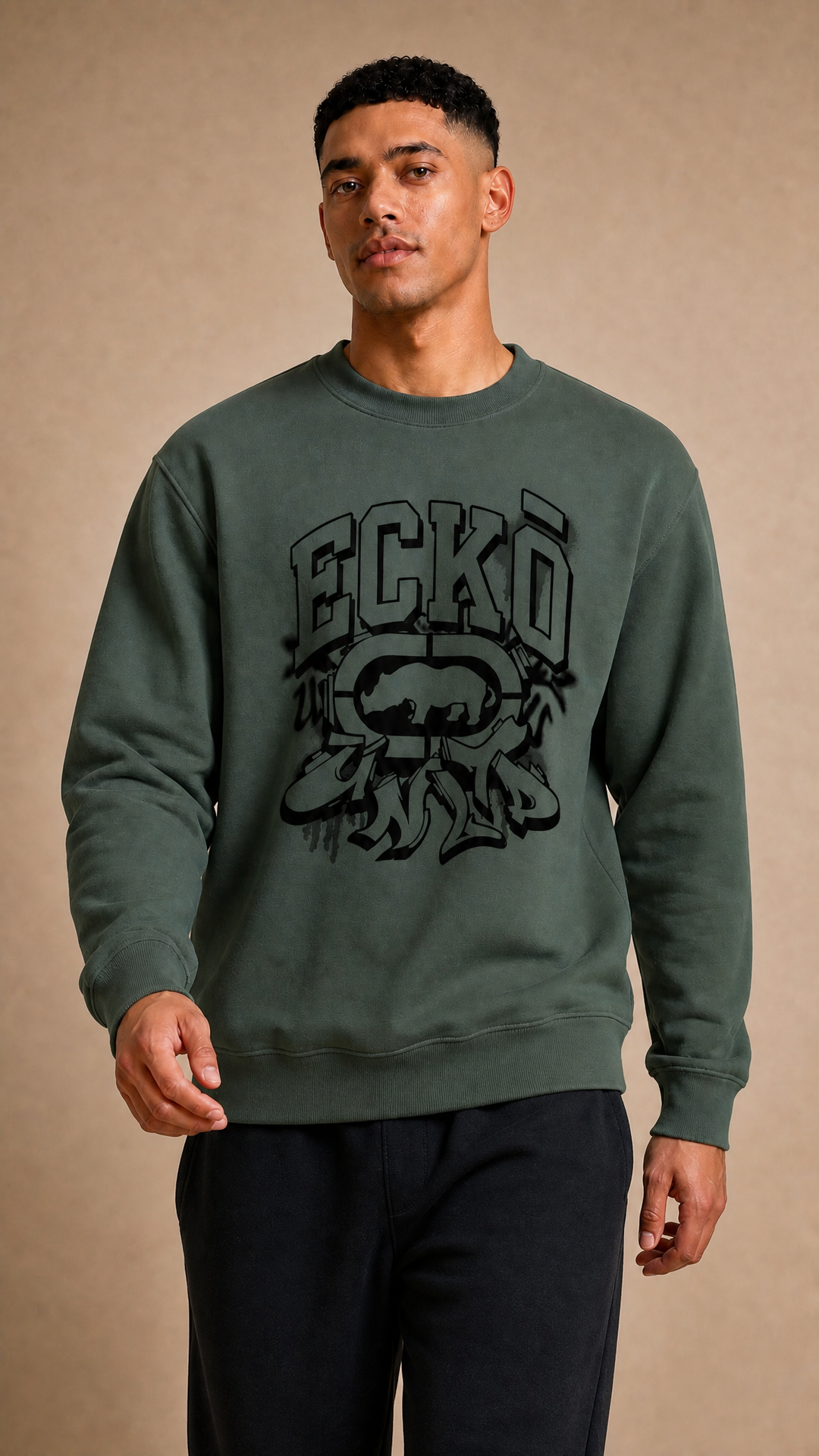 ECKO UNLTD SPRAY SWEATSHIRT MILITARY GREEN