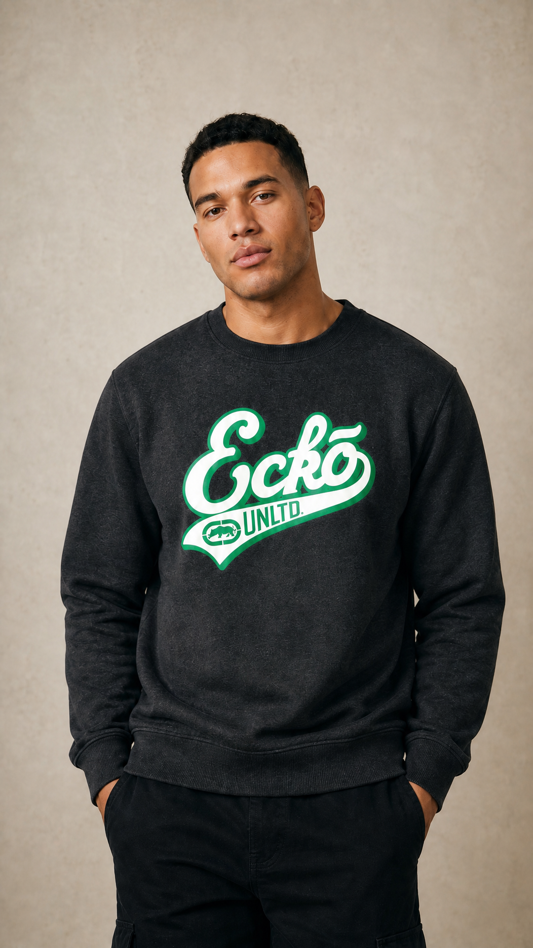 ECKO UNLTD SCRIPT SWEATSHIRT DK HEATHER